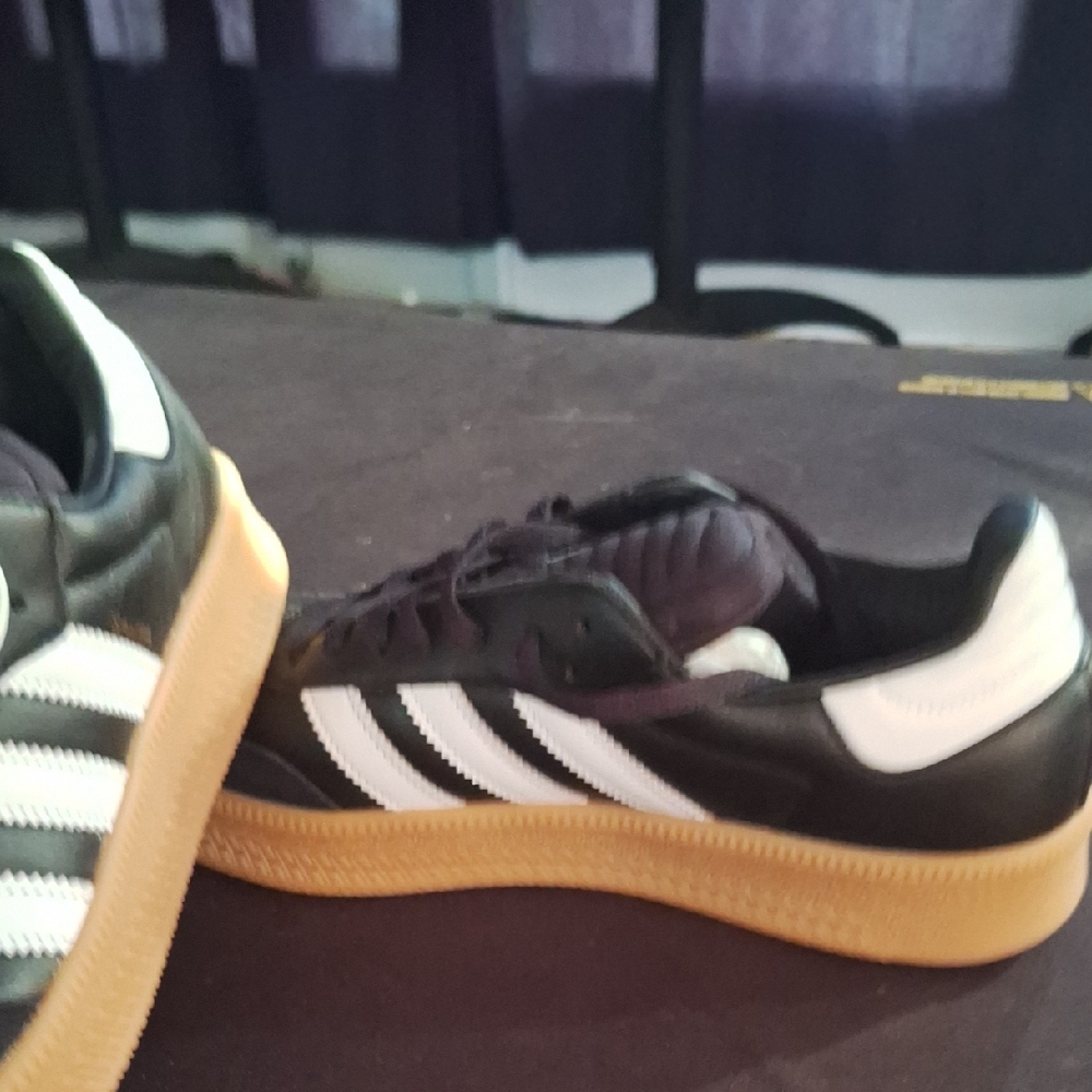 Adidas Black and White Athletic Shoes with Gum Sole